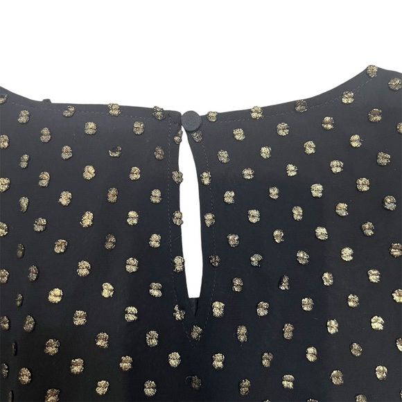 NWT J Crew Factory Gold Shimmer Clip Dot Black Long Sleeve Blouse Top Size L - Picture 7 of 13